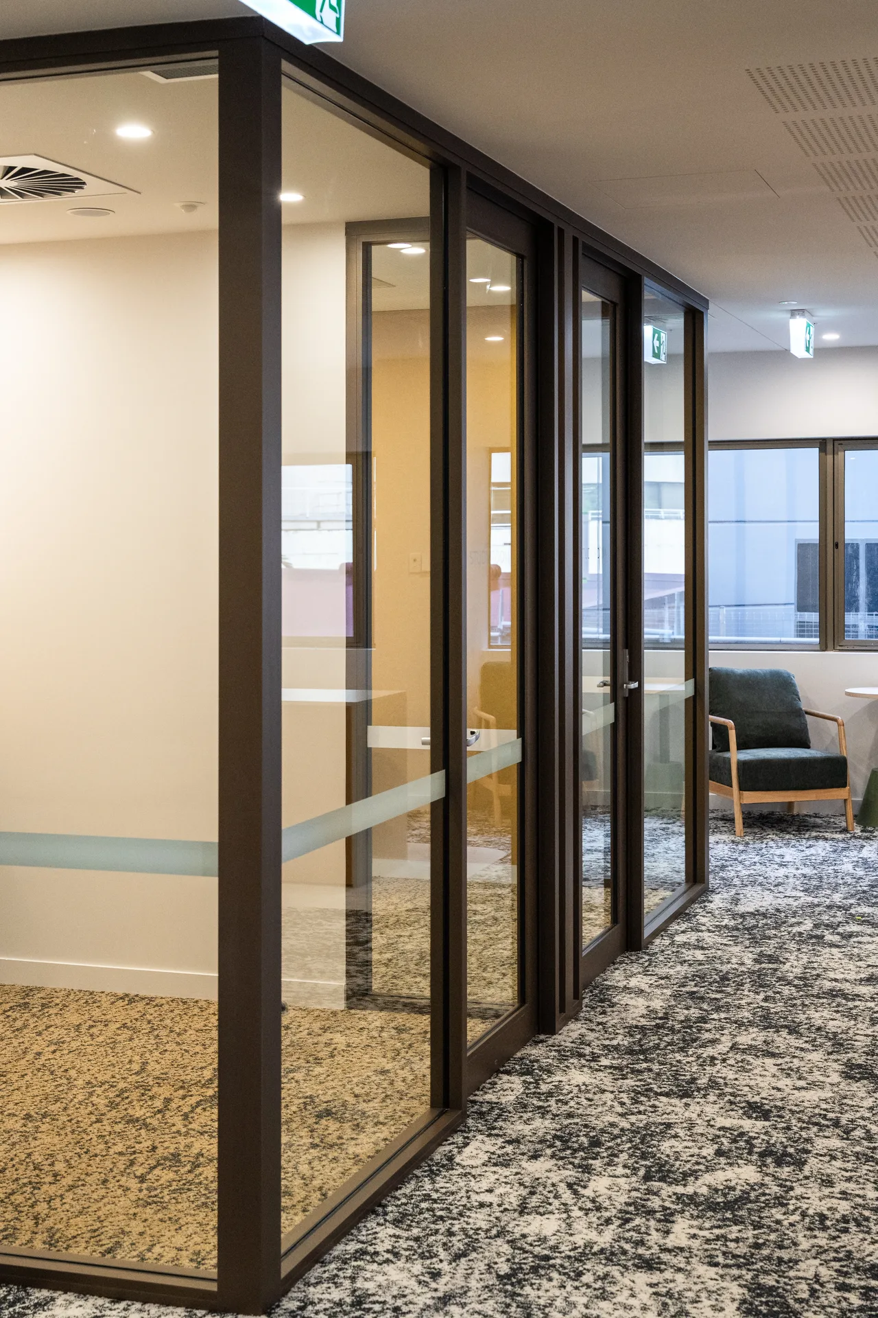 Aluminium-framed glazing to common areas at 41 George Street